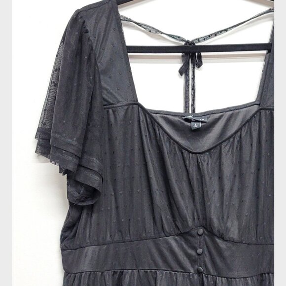 NEW Torrid 2 Black Clip Dot Mesh Flutter Sleeve Babydoll Top 2X 18 20 - Picture 2 of 10